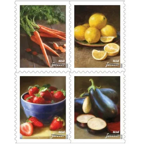 Fruits and Vegetables 2020 carrot eggplant - 5 Booklets 100 Pcs Unused Stamps for Mailing hot